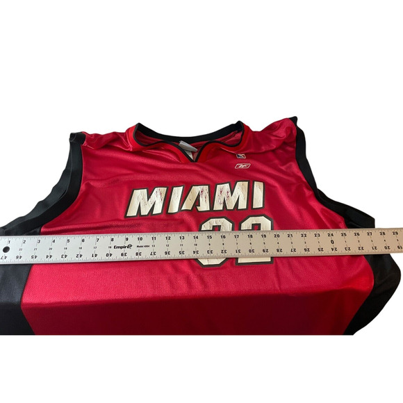 Reebok Miami Heat Mens 2XL Shaquille O'Neal 32 Red Jersey NBA Black Team Apparel - Picture 5 of 12